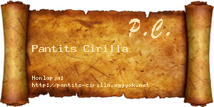 Pantits Cirilla névjegykártya